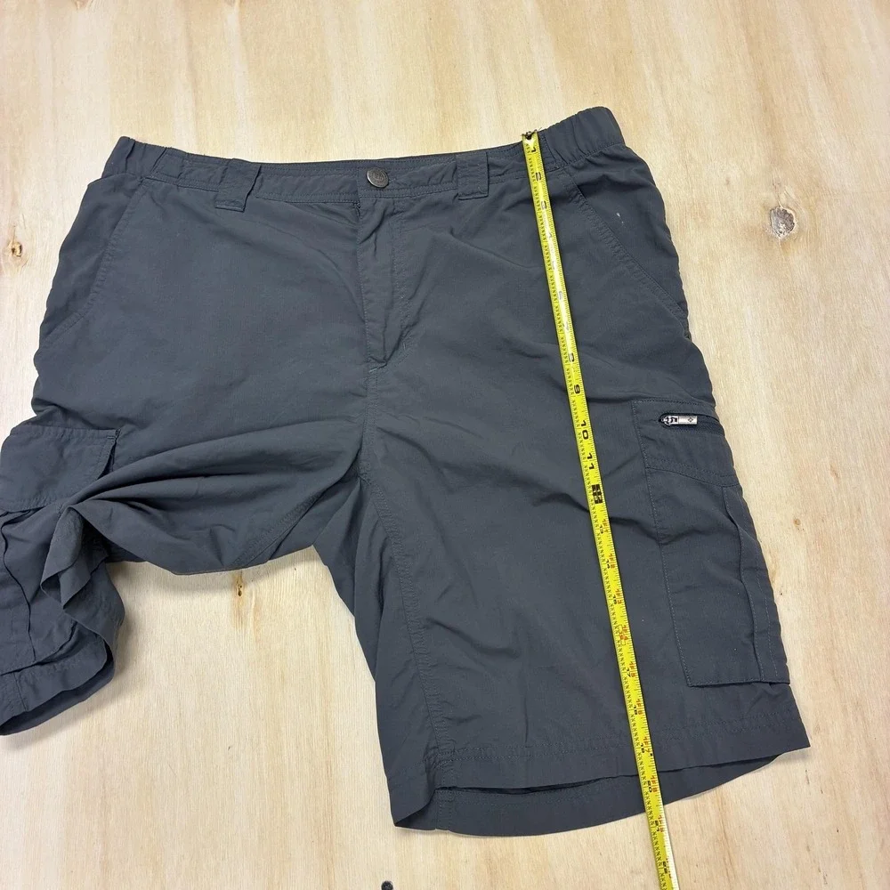 Columbia Cargo Shorts Mens 34 Gray Nylon Lined Quick Dry 10 Inseam Outdoor